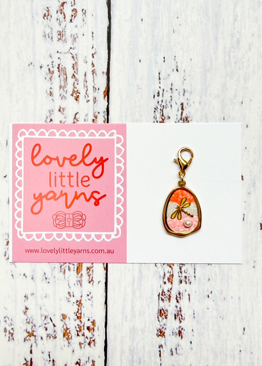 Orange Dragonfly Stitch Markers