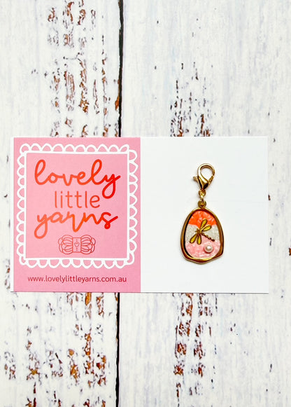 Orange Dragonfly Stitch Markers