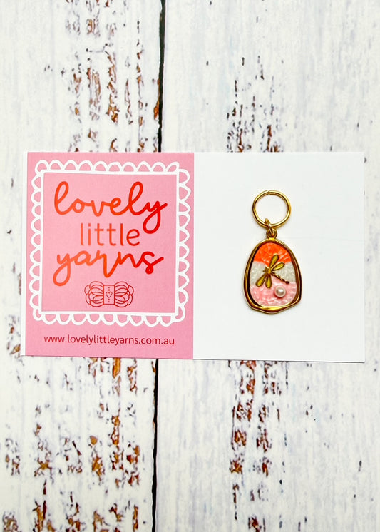 Orange Dragonfly Stitch Markers